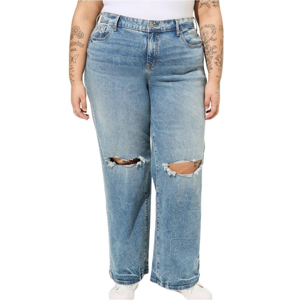 Torrid Ahoy There Light Blue Perfect Wide Leg Mid-Rise Vintage Stretch Jeans